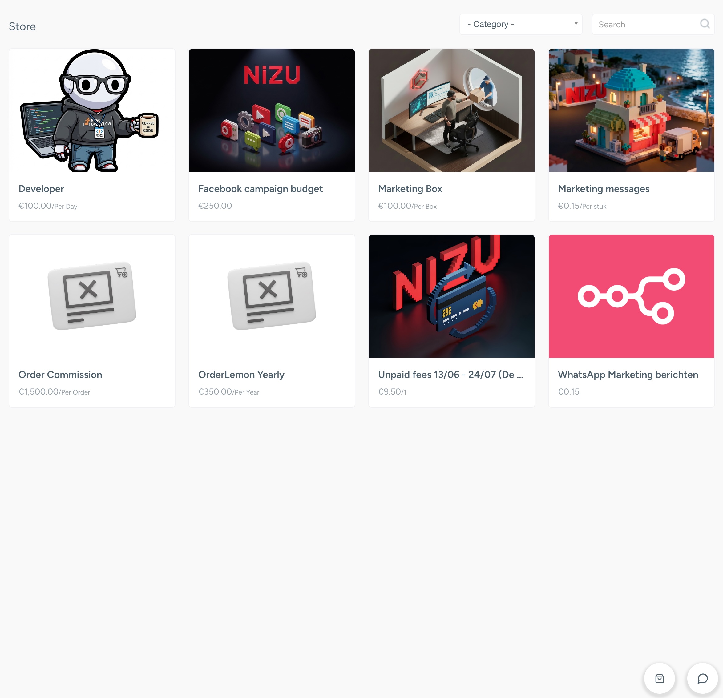 NIZU Müük light theme screenshot